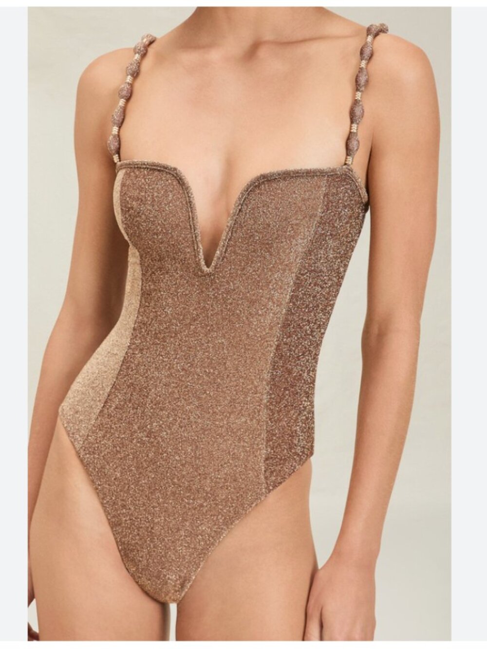 Devon Windsor Evangeline Bronze Shimmer One-Piece Swimsuit, M Like New